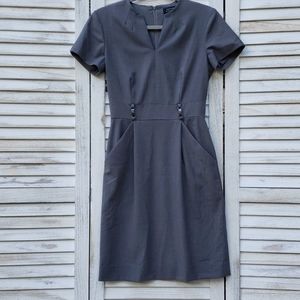 Tahari Gray Sheath A Line Short Sleeve Dress